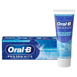 Oral-B Pro 3D White Tea & Coffee Toothpaste - Clinically Proven Whitening & Long-Lasting Freshness - 2.54 fl oz Oral-B Pro 3D White Toothpaste for Tea & Coffee Stains whitening toothpaste, tea and coffee stain remover, Oral-B Pro 3D White, dentin-friendly whitening, dentist-recommended toothpaste, oral care, whitening, tea stain remover, coffee stain remover, long-lasting freshness, mint flavor, cosmetic oral care, dental hygiene products