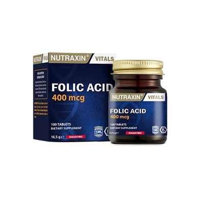 Nutraxin Folic Acid 400 mcg Supplement for Pregnancy Support - 100 Tablets