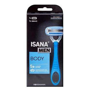 Isana Men 5-Blade Razor for Sensitive Skin - Dermatologically Approved, Flexible Pivoting Head, Aloe Vera & E Vitamin Coating Isana Men 5-Blade Razor for Sensitive Skin men's razor, 5-blade razor, shaving kit, sensitive skin razor, dermatologically approved razor, grooming, shaving, men's grooming, personal care, Isana Men, close shave, smooth shave, comfortable shaving, aloe vera, e vitamin, flexible pivoting head, washable razor