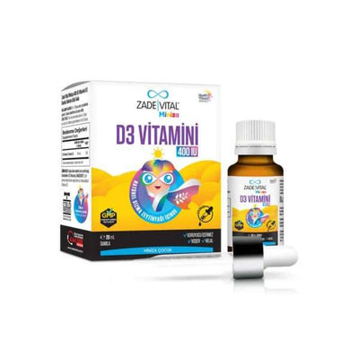 Zade Vital Miniza D3 Vitamin Spray: 400 IU for Kids' Bone & Immune Health Ð Easy-to-Use Vitamin D3 Supplement