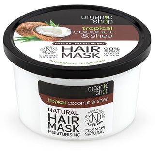 Organic Shop Coconut & Shea Hair Mask - Revitalize Dry & Damaged Hair - Natural, Silicone & Paraben-Free - 8.45 fl oz Organic Coconut & Shea Hair Mask - Repair Dry, Damaged Hair Organic hair mask, Coconut oil hair mask, Shea butter hair mask, Natural hair mask, Damaged hair repair, Silicone-free hair mask, Paraben-free hair mask, Hair mask for dry hair, COSMOS Natural hair product, Hair volume mask, Hair mask, Coconut oil, Shea butter, Natural ingredients, Hair repair, Dry hair, Damaged hair, Silicone-free,