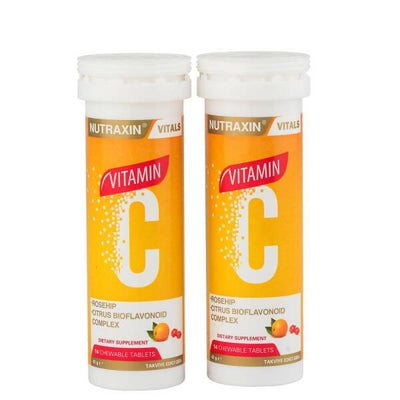 Nutraxin Vitamin C Chewable Tablets: 1000mg for Immune Support with Rosehip & Citrus Bioflavonoids - 28 Count