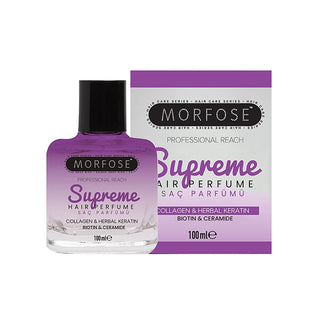 Morfose Supreme Hair Perfume: Collagen, Keratin, Biotin & Ceramide - Long Lasting Hair Fragrance, Shine & Care - 3.38 fl oz Morfose Hair Perfume: Collagen, Keratin, Biotin - Shine & Scent hair perfume, hair fragrance, hair scent, collagen hair perfume, keratin hair perfume, biotin hair perfume, ceramide hair perfume, long lasting hair fragrance, perfume for hair, Supreme saç parfümü, hair care, hair shine, hair treatment, fragrant hair, red berries scent, jasmine scent, white flower scent, sandalwood, cedar