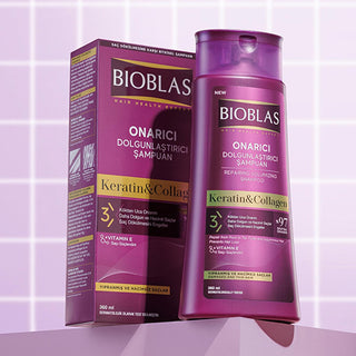 Bioblas Collagen + Keratin Shampoo for Thinning Hair - 12.18 fl oz, Volumizing, Paraben-Free Bioblas Collagen Shampoo - Volumizing & Paraben-Free Collagen Shampoo, Keratin Shampoo, Paraben-free Shampoo, Hair Loss Treatment, Volumizing Shampoo, Bioblas, Hair Care, Hair Nourishment, Hair Strengthening, Chemical-Free Hair Care, Daily Hair Care, Women's Hair Care, Hair Volume, Hair Health
