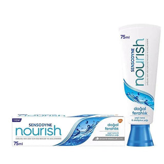 Sensodyne Nourish Natural Refreshment Toothpaste for Sensitive Teeth - 2.54 fl oz, Natural Mint & Eucalyptus, Recyclable Packaging Sensodyne Nourish Toothpaste for Sensitive Teeth - Natural & Eco-Friendly sensitive toothpaste, natural toothpaste, toothpaste with natural mint and eucalyptus, recyclable toothpaste packaging, daily toothpaste for sensitive teeth, oral care for sensitive teeth, natural oral care products, eco-friendly toothpaste, toothpaste for daily use, sensitivity relief toothpaste, natural 