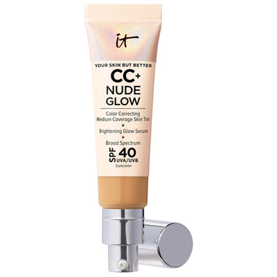 CC+ Nude Glow Lightweight Foundation + Glow Serum with SPF 40 and Niacinamide - Color-Correcting, Medium Coverage Founda