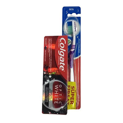 Colgate Toothbrush and Toothpaste Set with Activated Charcoal - Oral Hygiene Essentials for Whiter Teeth and Fresh Breat