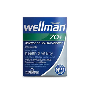Vitabiotics Wellman 70+ Dietary Supplement for Men Over 70 - Multivitamin for Elderly Men with Ginseng, Coenzyme Q10, and Lutein Vitabiotics Wellman 70+ - Multivitamin for Men Over 70 Vitabiotics Wellman 70+, Dietary Supplement for Men Over 70, Multivitamin for Elderly Men, Men's Health Supplements, Vitamin and Mineral Supplement, Ginseng Supplement, Coenzyme Q10, Lutein, Prostate Health, Heart Health, Energy Supplement, Anti-Aging Supplement, Men's Health, Elderly Care, Nutritional Supplement, Health and W