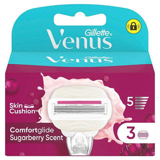 Gillette Venus Comfort Glide Sugarberry Women's Razor Refills - 3 Count, Smooth Shaving for Sensitive Skin Gillette Venus Comfort Glide Sugarberry Razor Refills Women's razors, Shaving blades, Gillette Venus, Comfort Glide, Sugarberry scent, Sensitive skin shaving, Smooth shaving, Razor refills, Women's grooming, Personal care, Shaving essentials