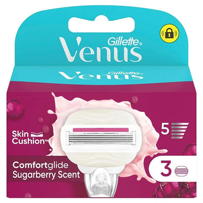Gillette Venus Comfort Glide Sugarberry Women's Razor Refills - 3 Count, Smooth Shaving for Sensitive Skin