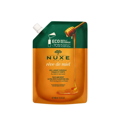 Nuxe Reve De Miel: Ultra-Rich Face and Body Cleansing Gel for Dry, Sensitive Skin - Gentle, Moisturizing Eko Package (40