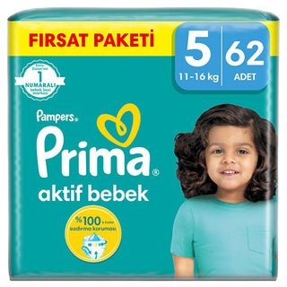 Prima Pampers Active Baby Diapers Size 5, 62 Count - Leakproof, Dermatologically Tested Prima Pampers Active Baby Diapers - Leakproof & Comfortable Baby Diapers, Active Baby Diapers, Prima Pampers, Leakproof Diapers, Dermatologically Tested Diapers, Paraben-free Diapers, Size 5 Diapers, 62 Count Diapers, Baby Hygiene Products, Leak Protection, Comfortable Diapers