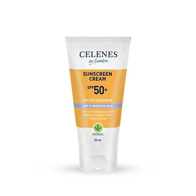 Celenes By Sweden Organic Sunscreen Cream SPF 50+ for Dry & Sensitive Skin - Natural & Mineral Sun Protection