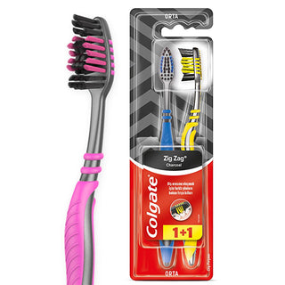 Colgate Zigzag Charcoal Toothbrush 2-Pack: Deep Interdental Cleaning, Black Bristles, Tongue Cleaner for Fresh Breath Colgate Zigzag Toothbrush: Deep Clean, Fresh Breath - Shop Now! Colgate Zigzag toothbrush, manual toothbrush, charcoal toothbrush, interdental cleaning toothbrush, tongue cleaner toothbrush, black bristle toothbrush, affordable toothbrush, plaque removal toothbrush, toothbrush, oral hygiene, dental care, fresh breath, interdental cleaning, plaque removal, tongue cleaning, black bristles, den