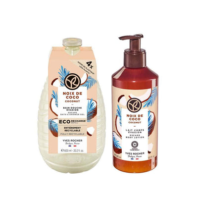 The Body Shop Coconut Shower Gel and Body Lotion Set - Moisturizing, Refillable, Eco-Friendly Packaging