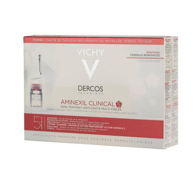 Vichy Dercos Aminexil: Hair Loss Treatment for Women, Clinical 5-Action Formula, Strengthens Hair & Follicles, Hypoaller