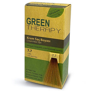 Green Therapy Natural Hair Dye - Latte 7.7, Argan Oil Enriched, Ammonia-Free Hair Coloring Green Therapy Natural Latte 7.7 Hair Dye - Argan Oil Enriched Hair dye, Natural hair dye, Argan oil hair dye, Ammonia-free hair dye, PPD-free hair dye, Rezorsinol-free hair dye, Green Therapy hair dye, Latte hair color, Hair coloring, Natural hair care, Gentle hair dye, Gray hair coverage, Nourishing hair dye