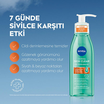 Nivea Derma Skin Clear Acne Face Wash: Deep Cleansing Salicylic Acid & Niacinamide Gel for Blemish & Pore Control, Oily 