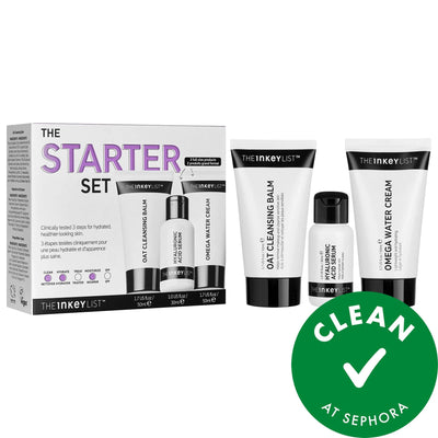 The INKEY List: Starter Skincare Set - Hydrating Routine with Oat Cleansing Balm, Hyaluronic Acid & Niacinamide - Cruelt
