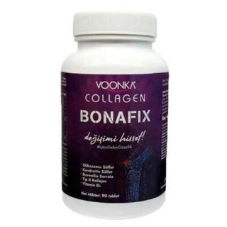 Voonka Collagen Bonafix 90 Tablet - Joint Health Support Dietary Supplement for Adults with Glukozamin Sülfat, Kondroitin Sülfat, and Hyaluronik Asit Voonka Collagen Bonafix 90 Tablet - Joint Health Support Supplement Dietary Supplement, Joint Health Support, Glukozamin Sülfat, Kondroitin Sülfat, Hyaluronik Asit, Vitamin C, Vitamin D3, Herbal Extracts, Joint Pain Relief, Inflammation Reduction, Adult Supplements, Wellness Products