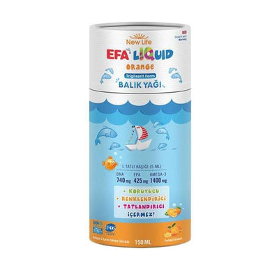 New Life Orange Flavored Fish Oil Supplement for Kids & Adults - 5.07 fl oz Liquid Omega-3 Rich Triglyceride Form