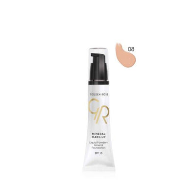 Golden Rose Mineral Liquid Foundation: SPF 15, Powdery Matte Finish, Natural Coverage - Shade 08 (35ml)