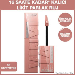 maybelline-super-stay-vinyl-ink-lipstick-95-captivated-front-view, maybelline-lipstick-swatch-95-captivated Maybelline New York Super Stay Vinyl Ink Lipstick - 95 Captivated Maybelline Super Stay Vinyl Ink Lipstick - 95 Captivated maybelline, liquid-lipstick, vinyl-ink, long-lasting, lip-color, makeup, women, ai-generated, beauty, captivated