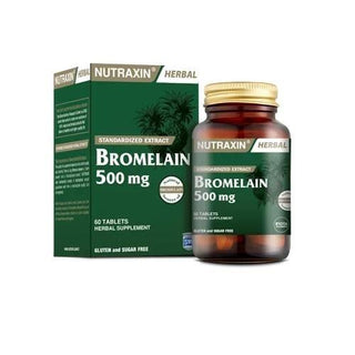 nutraxin bromelain 500 mg supplement tablets, front of nutraxin bromelain tablet bottle Nutraxin Bromelain 500 mg - Digestive Health Supplement | 60 Tablets Nutraxin Bromelain 500 mg - Digestive Health Supplement nutraxin, bromelain, digestive-health, dietary-supplement, health, natural-remedies, wellness, adults, ai-generated, tablets