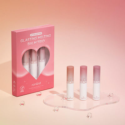 rom&nd Glasting Melting Balm Trio: Hydrating & Glossy Korean Lip Balm Set with Plant-Based Oils for Intense Moisturizati
