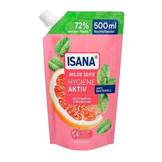 Isana Vegan Liquid Hand Soap, Greyfurt Scent, 500ml - Dermatologically Tested, pH-Balanced Isana Vegan Liquid Hand Soap - Gentle & pH-Balanced Liquid Hand Soap, Vegan Hand Soap, Dermatologically Tested Soap, pH-Balanced Hand Soap, Greyfurt Scented Soap, Hand Care, Gentle Skincare, Vegan Skincare, Natural Hand Soap, Grapefruit Scented Hand Soap