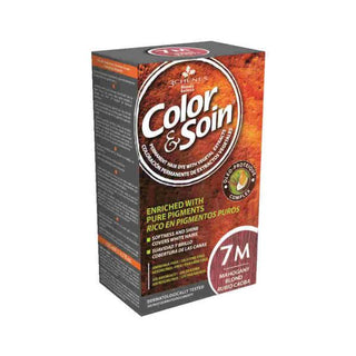color and soin 7m mahogany blond hair color product box, color and soin 7m mahogany blond hair color application kit Color&Soin 7M Mahogany Blond - Natural Hair Color | 4.23 fl oz Color&Soin 7M Mahogany Blond Hair Color color-and-soin, hair-color, mahogany-blond, natural-hair-color, permanent-hair-color, plant-based, adults, gray-hair-cover, hair-coloring-solutions, ai-generated