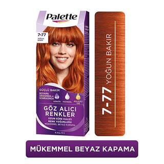 palette intense copper hair color 7-77, intense copper hair dye application, person with vibrant copper hair Palette Intense Copper Hair Color 7-77 - Deep Conditioning Formula for Women and Teenagers Palette Intense Copper Hair Color 7-77 palette, hair-color, intense-copper, dye-for-women, dye-for-teenagers, hair-care, vibrant-color, keratin-enriched, nourishing-hair-dye, ai-generated