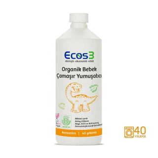ecos3 organic baby fabric softener 1000 ml bottle, plant-based ingredients in ecos3 baby fabric softener, child-safe cap on ecos3 baby fabric softener Ecos3 Organic Baby Fabric Softener - 1000 ml Ecos3 Organic Baby Fabric Softener - 1000 ml ecos3, organic-baby-products, fabric-softener, baby-laundry, plant-based, gentle-cleaning, parents, caregivers, ai-generated, sls-free