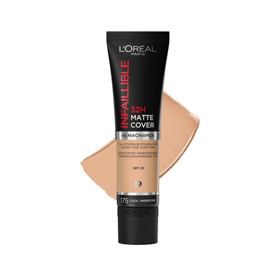 Loreal Paris Infaillible 32H Matte Cover Foundation - High Coverage, Long Lasting Matte Finish Makeup for Various Skin T