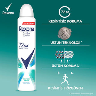 Rexona Women's Antiperspirant Deodorant Spray - 72 Hour Protection, Shower Fresh Scent, 200ml Rexona 72 Hour Deodorant Spray for Women - Shower Fresh Women's Deodorant Spray, Long-lasting Deodorant, Antiperspirant Deodorant, Rexona Shower Fresh, 72 Hour Protection Deodorant, Shower Fresh Scent, Rose Fragrance, Jasmine Fragrance, Aerosol Spray Deodorant, Women's Personal Care, Hygiene Products, Confidence Boosters, Active Lifestyle Essentials