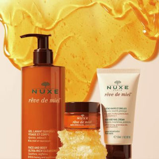 Nuxe Reve de Miel: Gentle Face & Body Wash Gel - Natural Honey & Sunflower Cleanser for Dry, Sensitive Skin - 400ml Nuxe Reve de Miel Face & Body Wash - Dry, Sensitive Skin face and body wash, dry sensitive skin cleanser, natural face wash, moisturizing body wash, honey sunflower skincare, gentle cleansing gel, nuxe reve de miel, hydrolipid barrier, sensitive skin body wash, natural skincare, face wash, body wash, dry skin, sensitive skin, honey, sunflower, natural ingredients, gentle cleanser, moisturizing