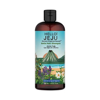 Hello Jeju Amla Oil Shampoo (400ml) - Strengthens Hair, Prevents Hair Loss & Adds Intense Shine - Natural Tea Tree & Lavender Infused Scalp Cleansing Hello Jeju Amla Shampoo: Hair Strengthening & Anti-Hair Loss Amla oil shampoo, Hair strengthening shampoo, Anti-hair loss shampoo, Natural shampoo for hair growth, Shampoo for shiny hair, Tea tree oil shampoo, Lavender oil shampoo, Scalp cleansing shampoo, Hair volume shampoo, Amla oil, Tea tree oil, Lavender oil, Shampoo, Hair care, Hair loss prevention, Scal