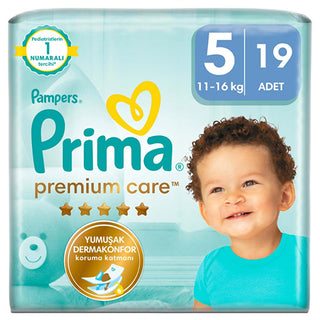 Prima Premium Care Baby Diapers Size 5 - 19 Count - Leak-Proof & Dermatologically Tested Prima Premium Care Diapers Size 5 - Comfort & Protection baby diapers, premium care diapers, Prima baby diapers, size 5 diapers, dermatologically tested diapers, leak-proof diapers, baby care, diapering solutions, baby essentials, newborn supplies, infant care