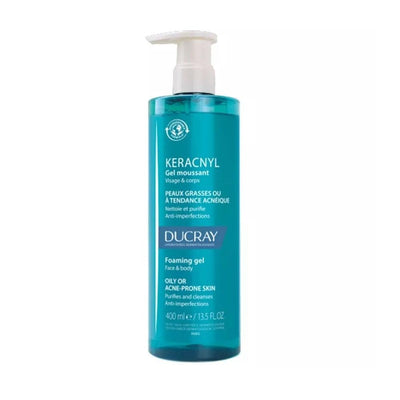Ducray Keracnyl Cleansing Gel - 400ml - Moisturizing Acne-Prone Skin Care for Oily Skin