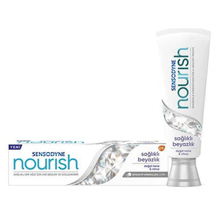 Sensodyne Nourish Sensitive Teeth Toothpaste - Gentle Whitening, Natural Ingredients, 2.54 fl oz Sensodyne Nourish Toothpaste for Sensitive Teeth - 2.54 fl oz sensitive teeth toothpaste, natural toothpaste, whitening toothpaste, Sensodyne Nourish, recyclable toothpaste packaging, oral care, tooth sensitivity relief, gentle whitening, natural ingredients, eco-friendly packaging, bioactive minerals, daily oral care