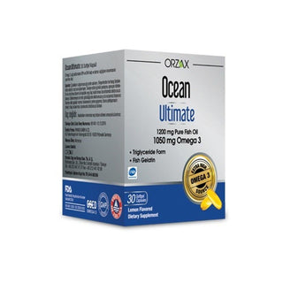 Orzax Ocean Ultimate Omega 3 30 Soft Jel - High Potency Fish Oil Supplement for Heart and Brain Health Orzax Omega 3 Supplement - Heart & Brain Health Support Omega 3 supplement, Fish oil capsules, EPA DHA supplement, Heart health support, Brain health supplement, Dietary supplement, Omega 3 fatty acids, Cardiovascular health, Cognitive function support, Wellness supplement, Softgel capsules