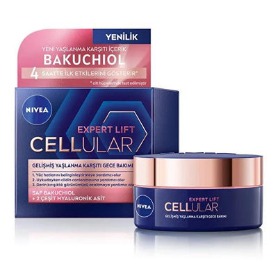 Nivea Cellular Expert Lift Bakuchiol Night Cream: Natural Retinol Alternative for Wrinkle Reduction & Skin Firming - 50m
