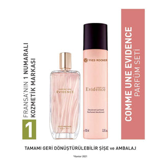Comme une Evidence Perfume and Deodorant Set - EDP 100ml with Sprey Deodorant, Long-Lasting Fragrance and Personal Hygiene Comme une Evidence Perfume & Deodorant Set - Long Lasting Fragrance Perfume and Deodorant Set, Comme une Evidence, EDP 100 ml, Sprey Deodorant, Fragrance Gift Set, Personal Care Set, Long-Lasting Fragrance, Personal Hygiene, Gift Ideas, Luxury Fragrance, Daily Personal Care, Special Occasion Gifts