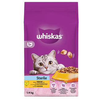 Whiskas Sterilized Adult Dry Cat Food: Healthy Weight & Heart, Delicious Nutrition - 1.4kg Whiskas Sterilized Cat Food: Healthy Weight & Heart Support sterilized cat food, dry cat food, cat food, adult cat food, Whiskas cat food, weight management cat food, cat food for indoor cats, cat food for spayed cats, cat food for neutered cats, cat food, cat nutrition, cat health, sterilized cat diet, weight control, urinary health, taurine, digestive health, fiber, muscle maintenance, pet food, feline food, cat sup