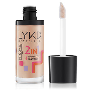 LYKD 2 in 1 Foundation Makeup - Natural Beige, Long-Lasting, Nourishing with Honey and Vitamin C LYKD 2 in 1 Foundation - Natural Beige, Nourishing & Long-Lasting 2 in 1 Foundation, Natural Beige Foundation, Foundation Makeup for Imperfections, Long-lasting Foundation, Nourishing Foundation with Honey and Vitamin C, Makeup for Flawless Finish, Skincare Benefits, All Skin Types, Lightweight Foundation