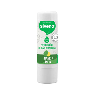 Siveno Natural Lip Care Product - Moisturizing Mint & Lemon Lip Balm for Dry Lips, 6g Siveno Natural Lip Balm - Mint & Lemon Flavor Natural lip balm, Lip care product, Mint flavored lip balm, Lemon flavored lip balm, Siveno lip care, Natural ingredients, Moisturizing lip balm, Protective lip balm, Lip care for dry lips, Compact lip balm, Portable lip care