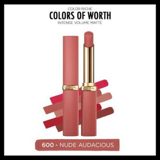 Loreal Paris Color Riche Colors Of Worth Intense Volume Matte Lipstick - 600 Nude Audacious, Long-Lasting Hyaluronic Acid Lip Color Loreal Paris Color Riche Matte Lipstick - Long-Lasting & Moisturizing Loreal Paris Color Riche, Matte Lipstick, Hyaluronic Acid Lipstick, Long-lasting Lip Color, Nude Lipstick, Lip Color, Cosmetics, Makeup, Beauty Products, Moisturizing Lipstick, Matte Finish Lipstick, Lip Care