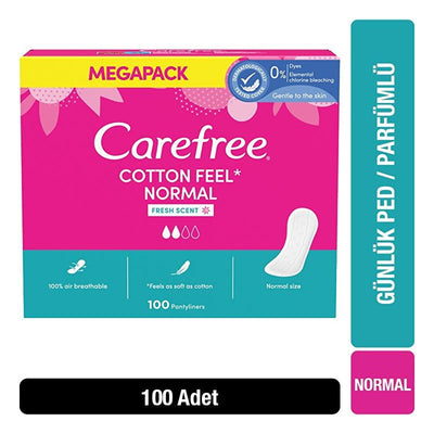 Carefree Cotton Feel Perfumed Panty Liners - 100 Count - Daily Comfort, Freshness, and Discreet Protection