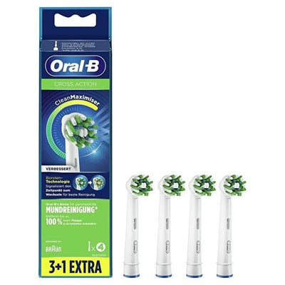 Oral-B Electric Toothbrush Replacement Heads - Cross Action Clean Maximizer 4-Pack, Compatible with Oral-B Handles, Adva