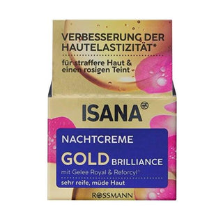 Isana Gold Brilliance: Anti-Aging Night Cream for Mature 65+ Skin - Intensive Hydration, Royal Jelly & Macadamia Nut Oil for Improved Elasticity & Firmness Isana Night Cream: Anti-Aging for Mature Skin 65+ - Hydration night cream for mature skin, anti-aging night cream 65+, macadamia nut oil cream, royal jelly skincare, Reforcyl anti-aging, intensive night cream, skin elasticity cream, dry skin night cream, Isana night cream, night cream for women, night cream, anti-aging, mature skin, 65+, macadamia nut oi